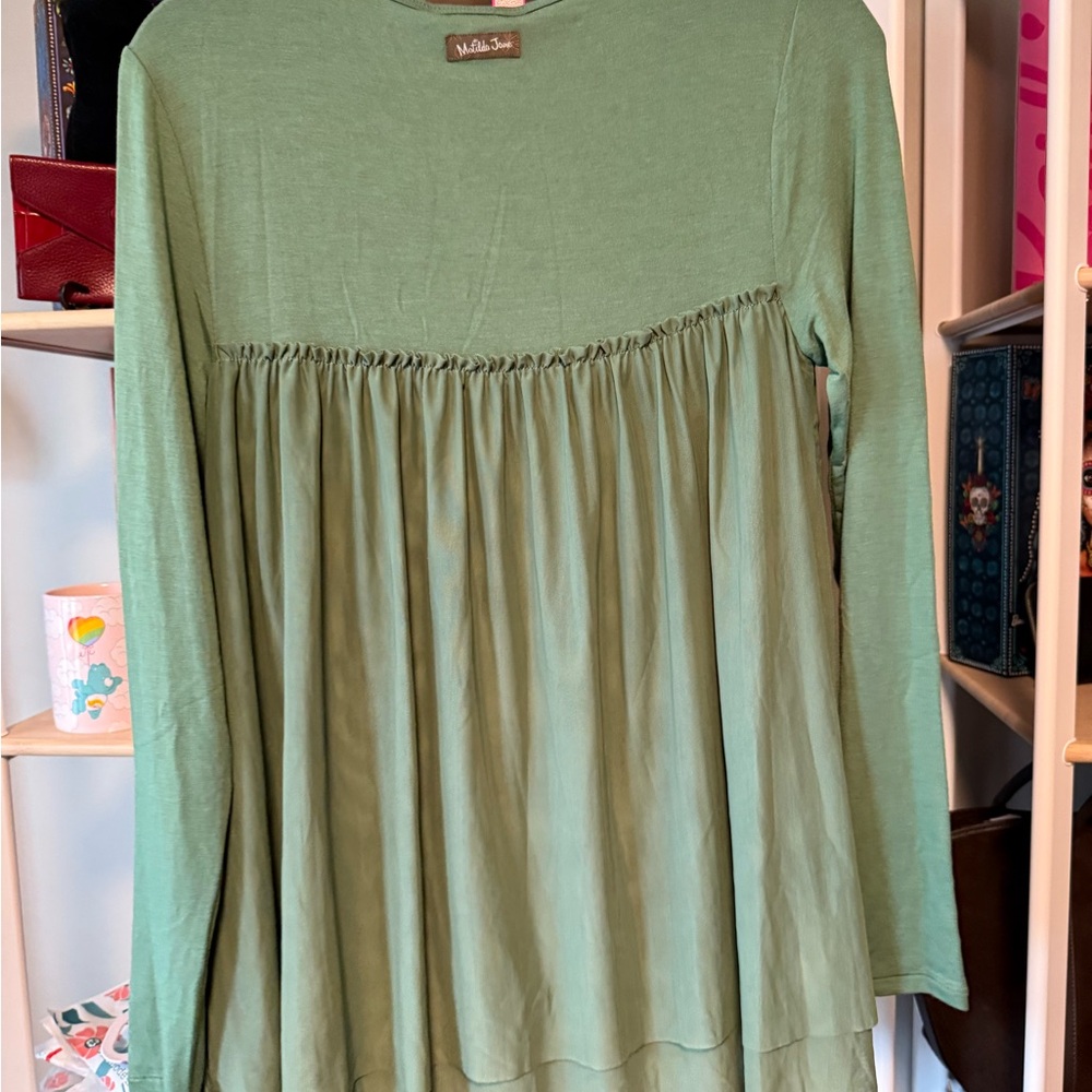 Matilda James Olive Green Gathered Blouse - Picture 3 of 4